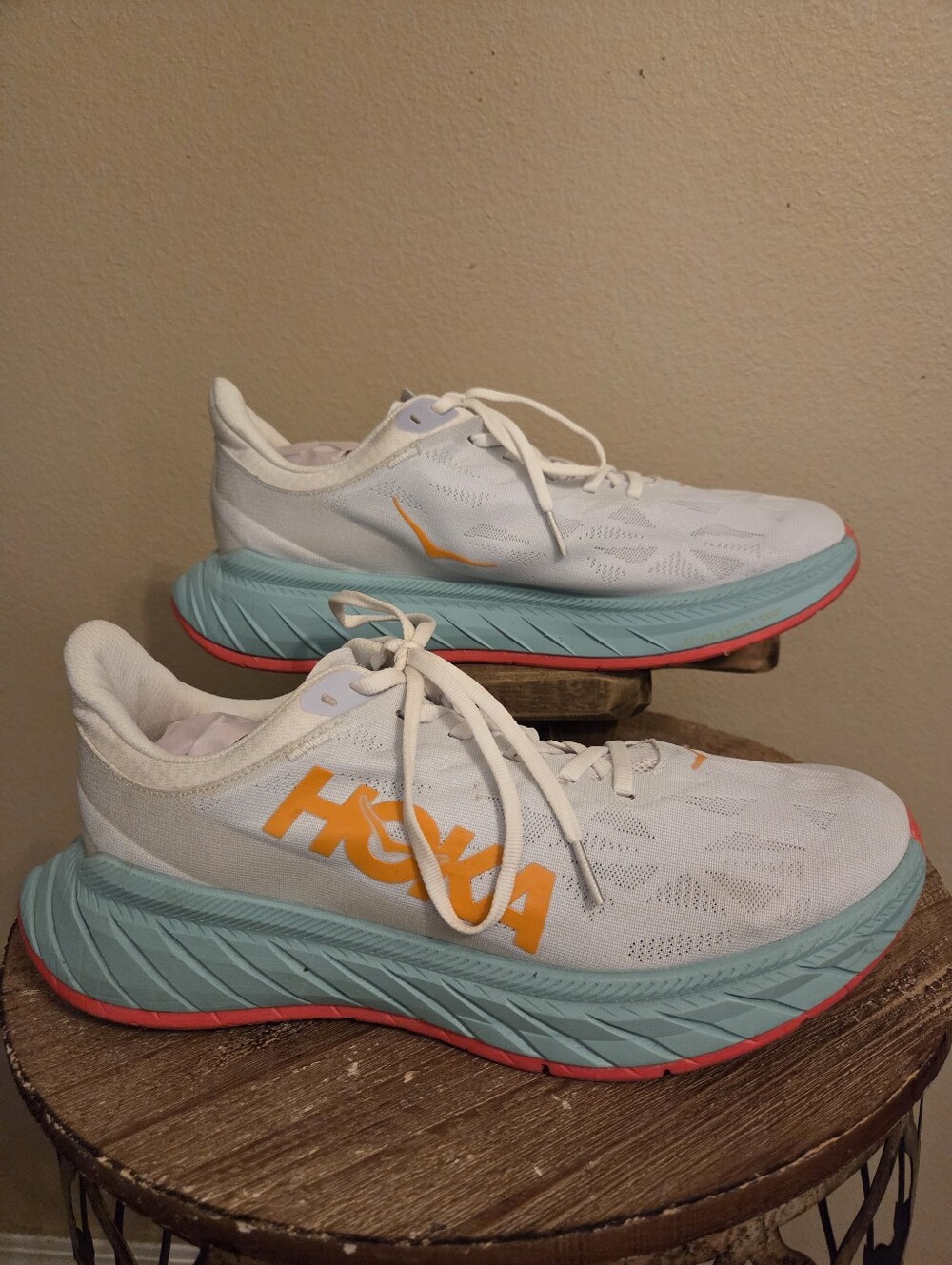 HOKA CarbonX2 White/Blazing Orange High Performance Marathon Running Shoes 11D